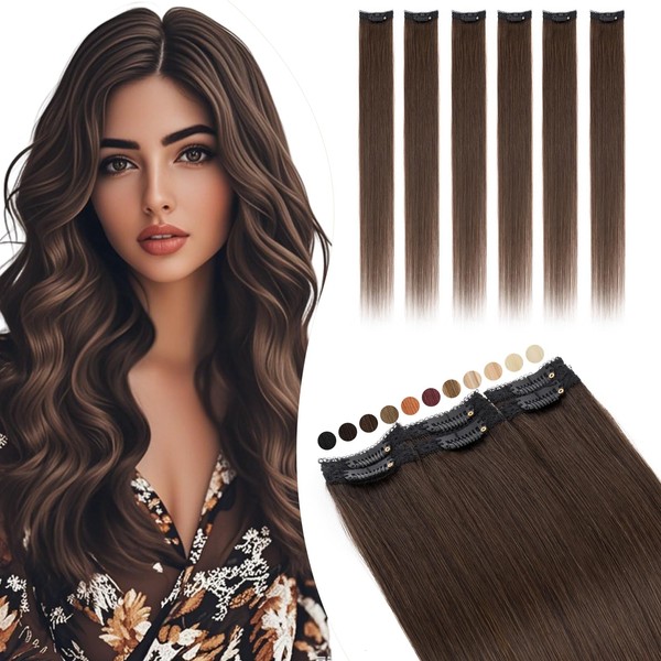 Elailite Clip-In Real Hair Extensions Brown Silk Lace in Wefts