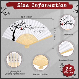 25 Pcs Red Cardinalfuneral Favors Fans Forever in Our Hearts Folding Fan Memorial Handheld Paper Celebration of Life Decorations Fans for Guest Funeral Condolence Sympathy Gift