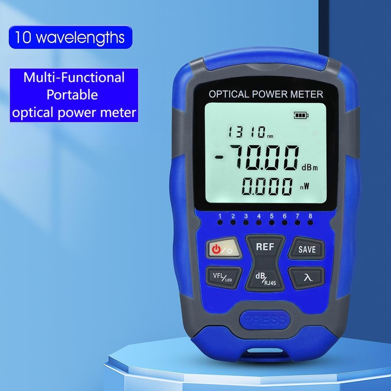 Portable Optical Power Meter A-M70 Fiber Optic Tester 10-Wavelength with