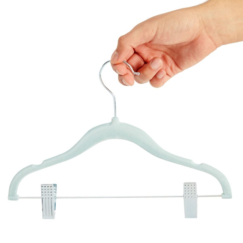 Juvale 24-Pack Light Blue Velvet Hangers for Baby & Kids