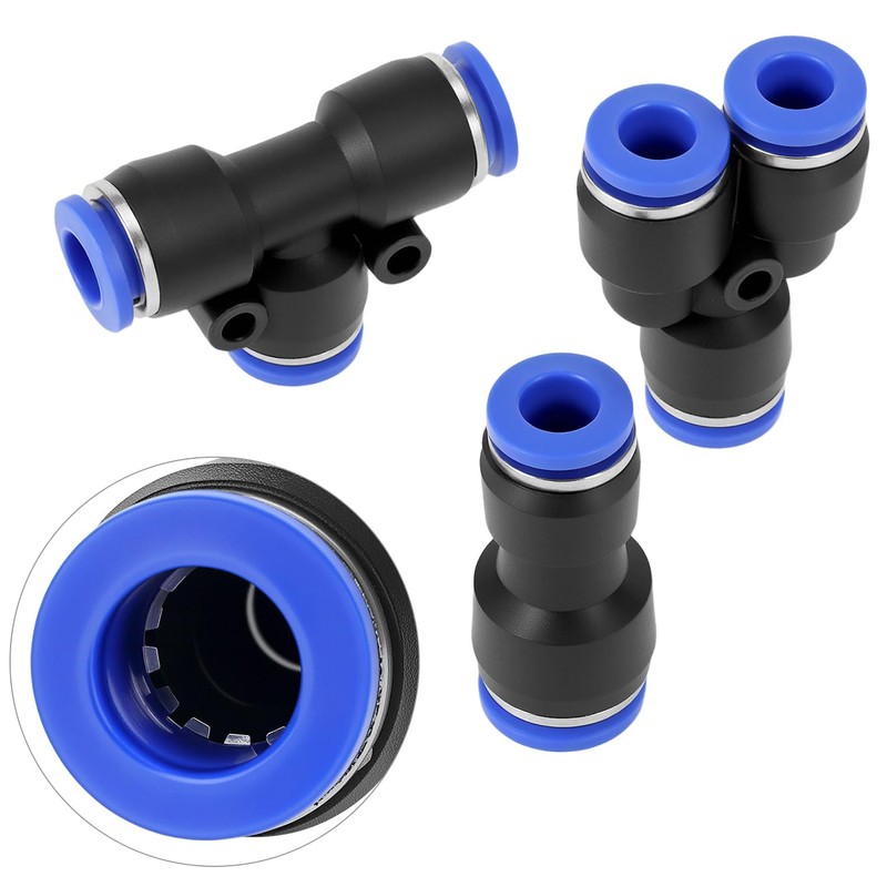 QWORK® 46-teiliges Pneumatisches Quick-Push-In-Anschlussset für 4mm/6mm/8mm-Luftschläuche - inkl. Gerade/Winkel-/T-/Splitter-Anschluss &