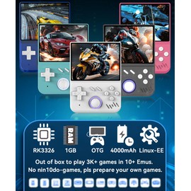 My Mini Handheld Game Console 3.5-in 640*480 IPS OCA Screen RK3326 4000mAh mymini with Portable Case Pink-64GBVer.