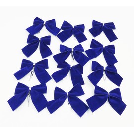 Happium 12 Pack 6cm Navy Velvet Bows Christmas Tree Decoration, Small Dark Blue Colour Bows for Christmas Decorative Bows Christmas Tree Bow Christmas Bows