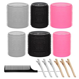 38Pcs Jumbo Size Hair Rollers with Free Large Cosmetic Bag,12 Clips, 2 Size(12xJUMBO+12xLARGE),1 Comb,ARTIRNANOG Hair Curlers Rollers for Long Medium Short Thick Fine Thin Hair Bangs Volume