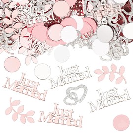 GoldRock Just Married Decorative Wedding Table Decoration Hearts Decoration Confetti Large, Pack of 100 Table Decoration Wedding Rose Gold, Glitter Confetti Wedding Gift, Wedding Decoration Table