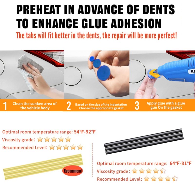 DentWiz Car Dent Repair Kit - Slide Hammer, Glue Gun