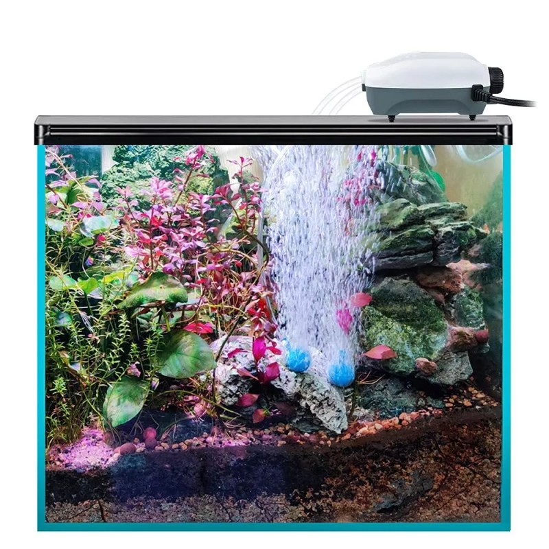 HITOP Dual Outlet Aquarium Electric Air Pump Whisper Adjustable Fish