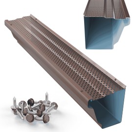 LEAF4GO 5" Gutter Guards Leaf Filter - Domestic Aluminum Gutter Guard - Contractor Grade Rain Gutter Cover - Made in The USA (28 Feet, Royal Brown)