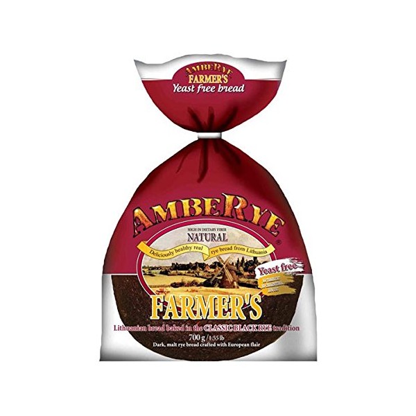 Lithuanian AmbeRye Yeast FREE Farmer's Bread - All Natural Whole Grain Imported Rye Bread, 24.7 oz/700 g