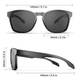 HAAYOT Mens Sunglasses Polarized Women Sunglasses Flexible Lightweight TR90 Frame UV400 Protection Driving Fishing Golf Travel Shiny Black and Grey, Glossy Black & Grey