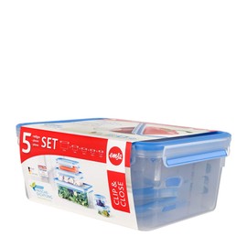 emsa Clip & Close Food Storage Containers, Set of 5, 0.15 - 3.70 L, Pack of 5