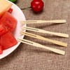 100pcs Bamboo Cocktail Forks Fruit Picks Skewers Sticks Disposable Dessert