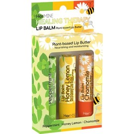 HerMINE Bálsamo labial a base de plantas, paquete de 3 unidades nutritiva hidratante LipButter LipButter de larga duración deliciosos sabores hidratación intensa