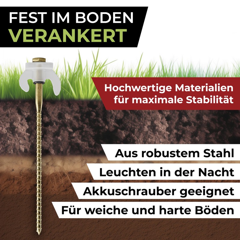 ABCamping [10x] Screw Pegs 80 x 200 mm with Hooks