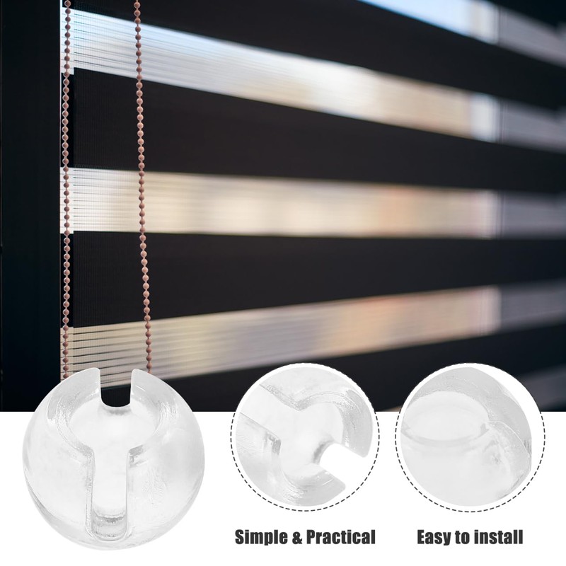 Unomor 12Pcs Clear Bead Chain Stops for Roller Shades and