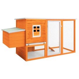 vidaXL Outdoor Chicken Coop with 1 Egg Cage - Durable Pine Wood Material, Waterproof Roof, Easy-Climb Ramp, Slide-Bolt Latch for Secure Locking - Brown