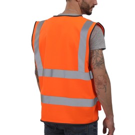 Dib Safety Vest Reflective ANSI Class 2, High Visibility Vest with Pockets and Zipper, Construction Work Vest Hi Vis Orange 3XL