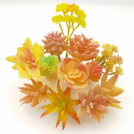 Urier 12 Pieces Orange Fake Succulent Plant,Mini Artificial Succulents,Artificial Air Plants That Look Real,Plastic Plant for Garden & Outdoor Home Décor (Orange)