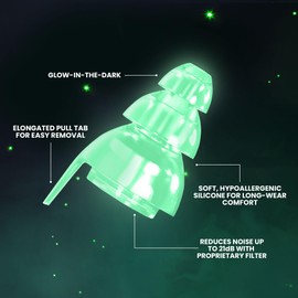 Eargasm Afterglow High Fidelity Earplugs: Ultimate Glow-in-The-Dark Hearing Protection for Concerts, Festivals, Music, and Sports