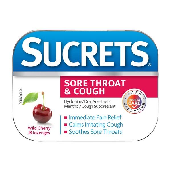 Sucrets Sucrets Sore Throat Lozenges, Wild Cherry Flavor, 18 Count