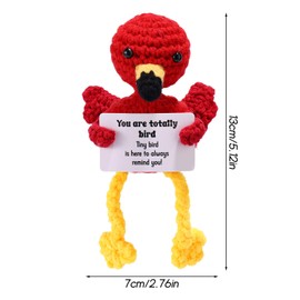 TOYMIS Mini Positive Funny Crochet Flamingo, 5.12x2.76in Wool Knitted Flamingo Encourage Doll Crochet Motivational Animals Toy Inspirational Gifts for Friends Families Daughter