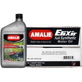 AMALIE Elixir 5W-50 Full Synthetic ATV/UTV Engine Oil (160-72516-56) 1 Quart Bottle, Pack of 12
