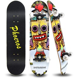 Easy_Way Complete Skateboards- Standard Skateboards for Beginners Kids Boys Girls Teenager- 31''x 8''Canadian Maple Cruiser Pro Skate Board, Skateboards (Old Tree)