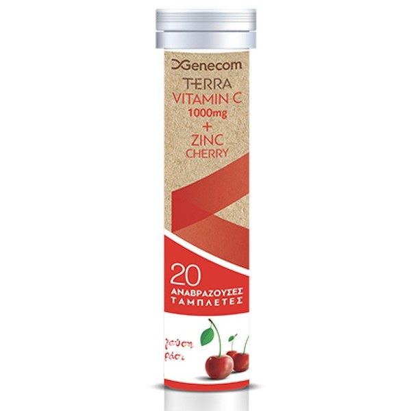 Genecom Terra Vitamin C 1000 mg & Zinc 10 mg Cherry Flavor 20 eff tabs