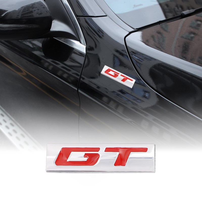 CARRUN 2 Pcs GT Emblem 3D Metal Nameplate Badge Decal