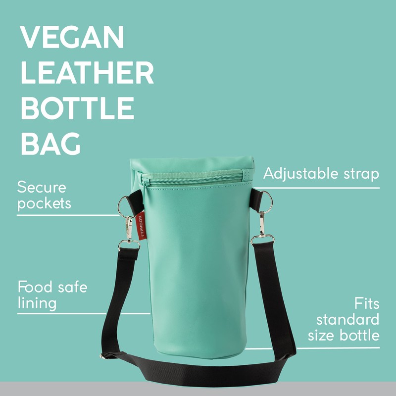 Typhoon Pure Vegan Leather Bottle Bag, Aqua Blue