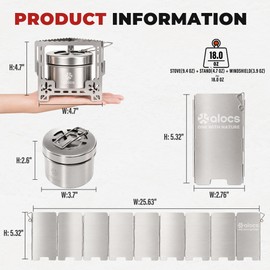 ALOCS 2250W Alcohol Stove Set with Foldable Windscreen & Stand