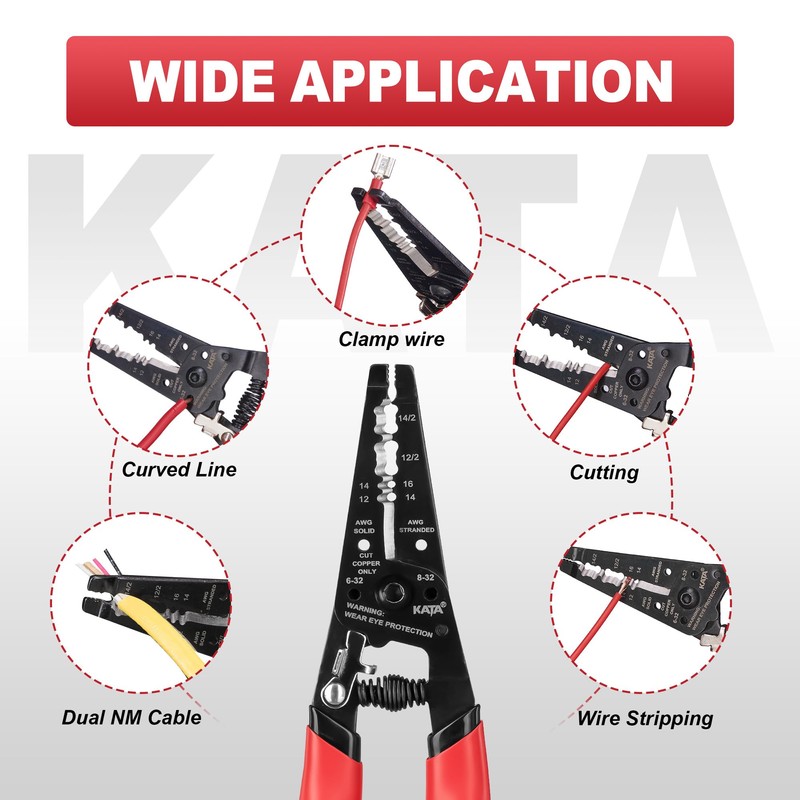 KATA Wire Cutter/Wire Stripper Tool, 8 Inch Dual NM Cable
