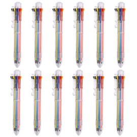 NAUZE Eight-Color Ballpoint Pen Push Ballpoint Pen Stationery Transparent Chart 8-in-1 Retractable Ballpoint Pen School Supplies (12)