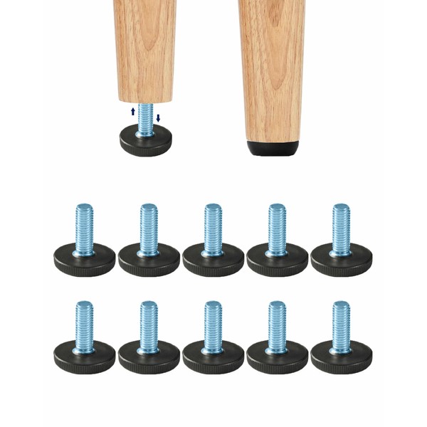 WAFJAMF M6 12PCS Adjustable Furniture Levelers Screw in Threaded, Adjustable