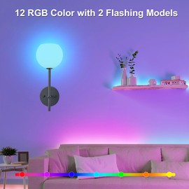 Black Battery Operated Wall Sconces Set of 2, Rechargeable Wireless Wall Lights with Milky White Frosted Glass Shade, 12 RGB and 5CCT Dimmable, Wall Lamps with Remote for Bedroom Living Room Hallway