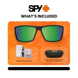 Spy Rocky 673248973861 62MM Soft Matte Black/Happy Bronze Polarized with Green Spectra Mirror Cylindrical Shield Sunglasses for Men +Bundle with Accessory Eyewear Kit
