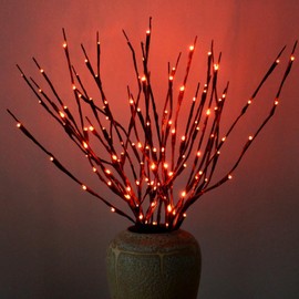 AMARS 2 Pack Lighted Branches Lights Battery Operated Twig Willow Decorative LED Branch for Vase Home Decoration 20leds (Orange)