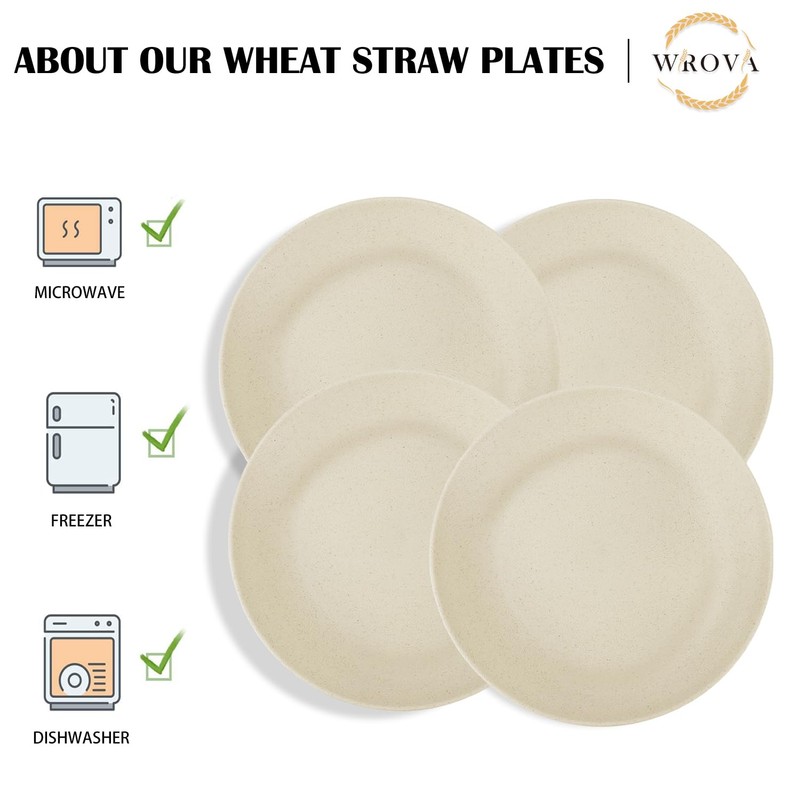 Wrova Wheat Straw Dinner Plates 10 Inch Unbreakable Set of