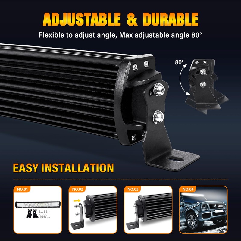AUXTINGS 42 inch Curved LED Light Bar with Remote Controller