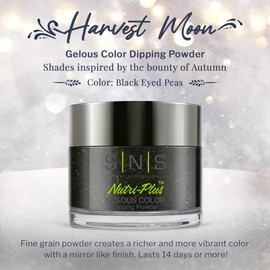 SNS Healthy Natural Nails SNS Nail Dip Powder, Gelous Color Dipping Powder - Black Eyed Peas (Black, Shimmer) - Long-Lasting Dip Nail Color Lasts 14 Days - Low-Odor & No UV Lamp Required - 1 OZ