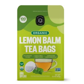 FGO Organic Lemon Balm Tea, 100 Count, Eco-Conscious Herbal Tea Bags, Resealable Bag, Caffeine Free, Packaging May Vary (Pack of 1)