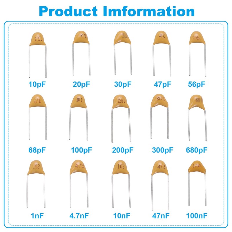 PATIKIL 50V/10pF to 100nF Ceramic Disc Capacitor,15 Values 450Pcss Ceramic