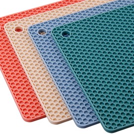 Smithcraft Silicone Trivets for Hot Dishes, Pots and Pans, Hot Pads for Kitchen, Mixing Color Silicone Pot Holders Mats for Kitchen Quartz Counter Heat Resistant Mat, Flexible Table Trivet Mat Set 4