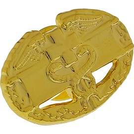 US Army Combat Medical GOLD MINI Miniature 1st Award Badge CMB Military Medic Cross Insignia Hat Pin Size 3/4"