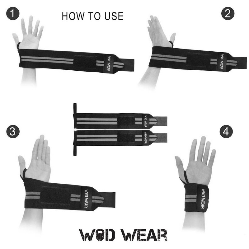 WOD Wear Elastic Wrist Wraps for Powerlifting, Strength Training, Bodybuilding,