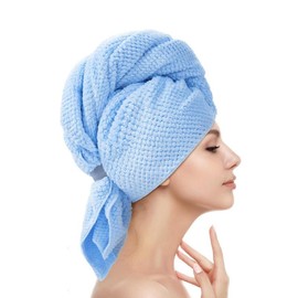 Hair Drying Towel, Solid Color Microfiber Soft Absorbent Hair Wrap Towel with Elastic Strap, Large Hair Turban Towel for Wet Hair, Convenient Bathroom Accessories:_Ochre Brown*1_one-size