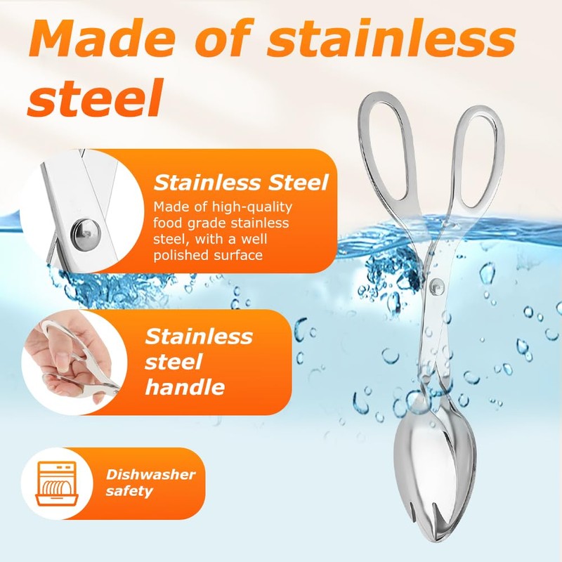 2 Pack Salad Tongs Food Grade 7.87 Inch Scissor Tongs