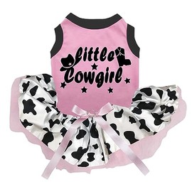 Petitebelle Little Cowgirl Boot & Hat Puppy Dog Dress (Pink/Cow, Medium)