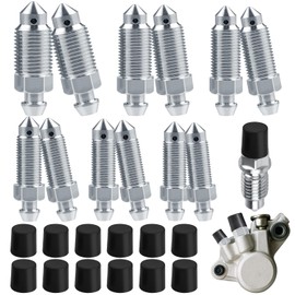 Seconero Brake Bleeding Hollow Screw 6 Sizes with Cap, Bleeding Screw for Brakes, Many Vehicle Types, Motorcycle, Bicycle, M6 x 1 mm, M7 x 1 mm, M8 x 1.25 mm, M10 x 1 mm, M12 x 1 mm, M10 x 1.25 mm