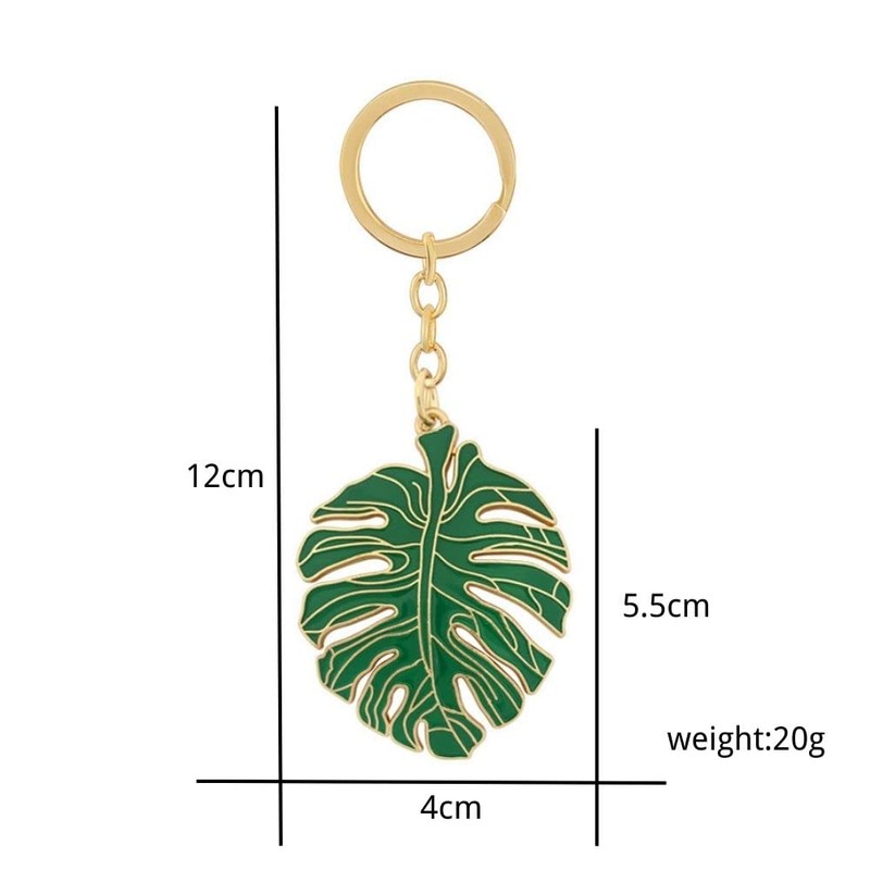 Fuqimanman2020 Monstera Plant Keychains Cute Tropical Plant Leaf Enamel Keychain